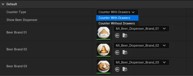 3d Counter and Beer Dispenser Settings