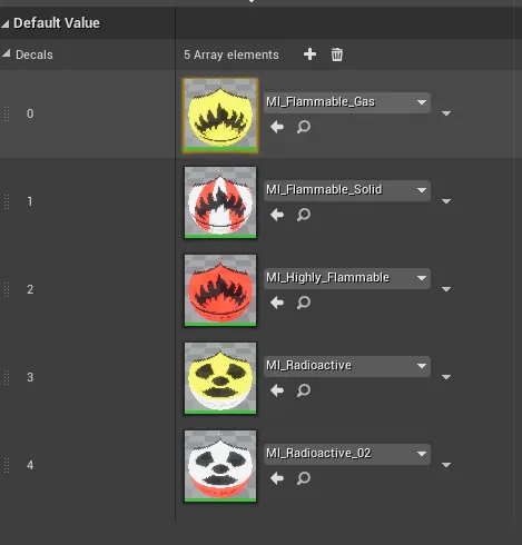 Add the new material to the Decals variable inside the BP_Truck blueprint.